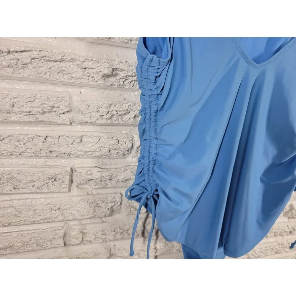 Time and Tru Womens One Piece Swimsuit XL Blue Spaghetti Strap Bathing BLU197E